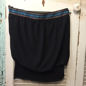 BCX Tube Top w/ Cinched Bottom & Tribal Embroidery
